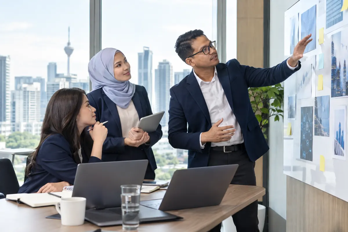 Business team reviewing technology priorities