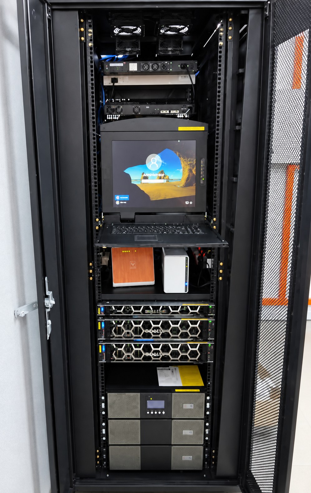 Completed server rack installation
